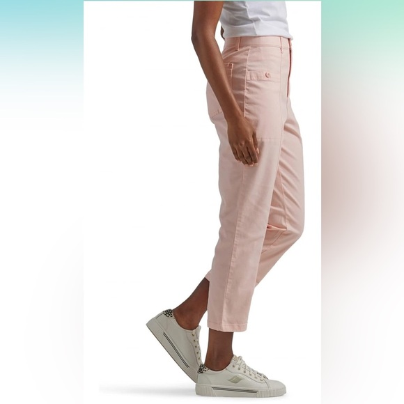 Lee Women's Ultra Lux High Rise Seamed Crop Capri Pant Pink Pastel Summer 16 - Picture 3 of 10